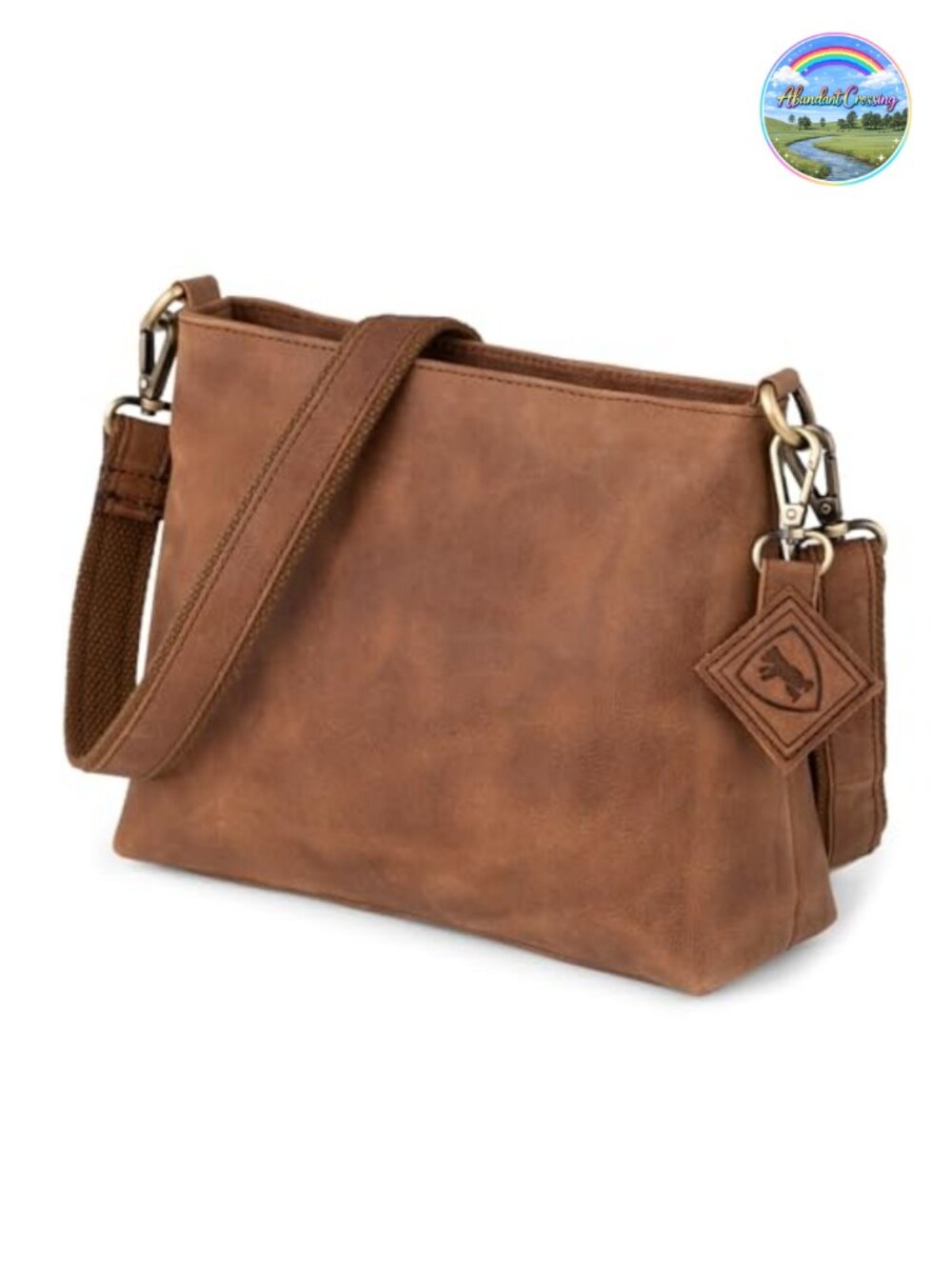 Full Grain Buffalo Leather Crossbody Shoulder Bag Adjustable Strap Detachable